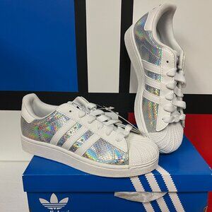 NIB Adidas Superstar II Metallic Hologram White Trainers Sneakers size 5.5